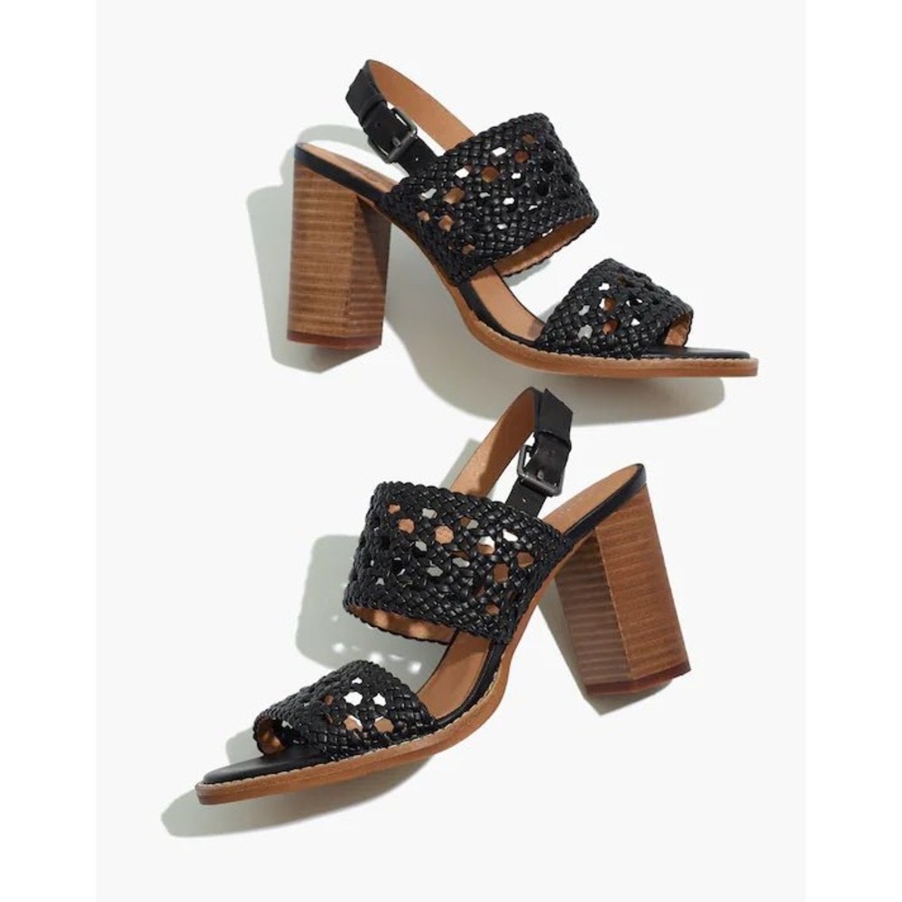 Madewell Women's Basketweave‎ High Heeled Sandals Black Size 6.5 Casual Summer